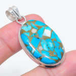 Natural Copper Blue Turquoise 925 Sterling Silver Jewelry Pendant 1.97 f6j57