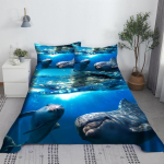 2/3 tk Mereloomade Voodilina Komplekt 3D Tr&uuml;kk Veealune Maailm Pol&uuml;ester Voodi Tasane Lina Padjap&uuml;&uuml;riga 1/1,2/1,35/1,5/1,8/2m 160X230cm(2Pcs) blue
