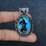 Vask Lapis Lazuli T&uuml;rkiis K&auml;sit&ouml;&ouml;na Valmistatud Kivist Ripats, 925 Prooviga Tahke H&otilde;bedast Ripats Antiikne Eht, Igavese Armastuse Kingitus 2.04 Inches