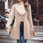 Villased mantlid naistele S&uuml;gis Talv Trench-coat Peacoat Pikk Tweedist bleiserid &Uuml;ler&otilde;ivad L aprikoosi