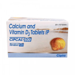 Cipla Cipcal 500 Tabletid Pakk 5 luude, lihaste ja liigeste tervise toidulisand D3-vitamiiniga 15 tablettiX5 ribakujuline