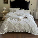 4 tk Prantsuse printsessi stiilis volangidega voodipesukomplekt Topelt King Queen suurus Pulmad Magamistuba Tekikott L&otilde;&otilde;tsa/Paigaldatav lina Padjap&uuml;&uuml;rid US Full size 4 pcs