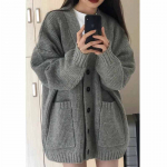 Korea mood Naiste laisk tuul avaralt liibuv V-kaelusega kardigan, kuduv kampsun, naiste uus Korea kardiganid, kudumid, mantel XXXL hall
