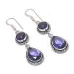 Natural Amethyst Gemstone Handmade 925 Sterling Silver Earring 2.17 s5r10