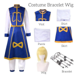 Hunter x Hunter Kurapika Kohtum&otilde;istmise Ahelad Cosplay & Halloweeni Kost&uuml;&uuml;m K&auml;ev&otilde;ru & Parukas L blue
