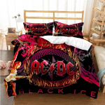 3D Prindiga Mood AC_DC Rockb&auml;nd Voodipesukomplekt AC-DC B&auml;ndi Mustriga Tekikott Padjap&uuml;&uuml;ridega &Uuml;heinimesevoodi T&auml;issuuruses Kuninganna Kuningas 140x200cm 3pcs