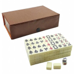 Hiina Mahjongi m&auml;ngukomplekt 144 valget graveeritud minikivi perekoosolekuks Hiina stiilis m&auml;ngimiseks Pere vaba aja veetmiseks valge
