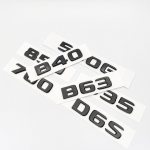 L&auml;ikivad mustad t&auml;hed 550G 4X4 850 550 D35 B40 D6S B63 embleem Mercedes Benz Brabus G auto poritiiba pagasiruumi tagumise W464 logoga kleebis Glossy Black