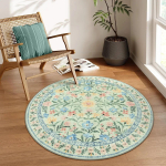 Prantsuse Vintage Lilleline &Uuml;mmargune Vaip - Kesk-sajandi Stiilis Vaip Elutuppa, Magamistuppa, Vee- ja &Otilde;likindel 80X80CM (2.6X2.6FT