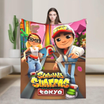 Subway Surfers m&auml;ng Jake Tekid Pehme Mugav Pl&uuml;&uuml;sist Visketekk Diivani Tooli Diivani Voodi jaoks Flanell Voodikate Voodikate 76x102cm