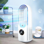Kodu- ja kontorilaud teradeta ventilaator 2-&uuml;hes Kompaktne jahutusventilaator niisutaja Kaasaskantav konditsioneer &Ouml;konoomne summutatud &otilde;hujahuti Bladeless fan valge