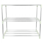 Roostevabast terasest kingariiul Mitmekihiline kingakorraldaja 3-korruseline kingariiul Tennisejalatsite hoidja Metallist kingastend Esiku kingakapp 47X38X25.5CM