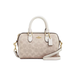 COACH Rowan 18 Klassikaline Prindiga T&otilde;mblukuga Kunstnahast &Uuml;he &Otilde;la Crossbody K&auml;ekott V&auml;ike Naiste Vanillivalge Bonus Set (Gift Box+Hanging Accessories) vanilje/valge