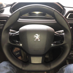 For Peugeot 308 2014-2017 hand stitched non-slip black leather car steering wheel cover 3