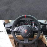 high-quality non-slip suede Hand-Stitched car Steering Wheel Cover For Porsche Cayenne Panamera 2010 2011 2012 style 1