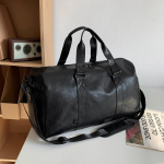 Korea Nahast Meeste Crossbody Fitnessikott, Suure Mahutavusega &Auml;rireisi Pagasikott, L&uuml;hikese Vahemaa Reiskott, Naiste Kott must