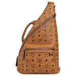 MCM Logo T&otilde;mblukuga Suletav Kaetud L&otilde;uendist ja Nahast &Otilde;la-Risti-Keha Rinnakott Keskmine Naiste kotid Konjak MMLFSTA01CO001 Basic Set (Bag+Dust Bag)