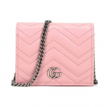 Gucci Marmont GG Marmont H&otilde;bedane Logo Tepitud Nahast Kett Crossbody Minikott Naiste kotid 625693-DTD1P-5815 Box(Basic Set+Box)