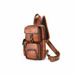 Whatna Antiikstiilis Tanned Looduslik Veisenaha &Uuml;he&otilde;laline Meeste Kehakott, Rinnakott, Crossbody Kott, Ehtne Nahk, Paks Nahk, Kingitus