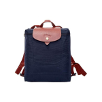 Longchamp Le Pliage 26 Kl&otilde;pskinnitusega T&otilde;mblukuga Sulgemine L&otilde;uend ja Nahk&auml;&auml;ris Seljakott Naiste seljakott Tumesinine 1699089P68 Basic Set (Bag)