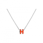 Hermes Mini Pop H Klassikaline Vabaaja Kaelakee Naiste kaelakee Metallik H147992FP1B Orange Silver