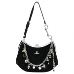 Vivienne Westwood West Queen V&otilde;lu Raami Detail H&otilde;be Kuldne Riistvara Vasikanahast &Otilde;lakott Tavaline Naiste &otilde;lakott Must 4B01000PWL007E Basic Set (Bag+Dust Bag)