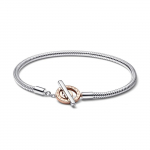Pandora Signature Series Logo T-kujuline kahekordse v&auml;rvi madalkett K&auml;ev&otilde;ru Naiste k&auml;ev&otilde;ru H&otilde;be Roosa-kuld 582309C00 Box,18
