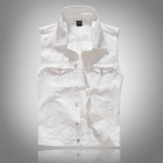 Meeste uus moodne teksariidest vest vabaaja kauboi jope &otilde;lakpluusiga L valge