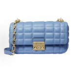 Michael Kors MK Tribeca Ruuduline Triibuline Tepitud Kett &Uuml;hev&auml;rviline Lambanahast Padi Kott Naiste K&auml;ekotid Hele-Sinine 30R4G2RL5L-457 Basic Set (Bag+Dust Bag)