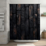 Rustikaalne tume puidus&uuml;&uuml;ga disain Veekindel du&scaron;ikardin Kuumakindel Masinpestav L&auml;bipaistmatu 180X180Cm W180H200(CM)-1 Pcs black
