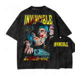 Klassikaline Superkangelase Anime Invincible Unisex graafilise tr&uuml;kiga T-s&auml;rk Unisex Naistele Pehme Retro pestud puuvillane T-s&auml;rk Uus mood &Uuml;lem&otilde;&otilde;duline topp S