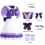 Uma Musume Pretty Derby Cosplay Kost&uuml;&uuml;m, Lilla & Valge Meremehe Kleit &Uuml;likond Halloweeni Peoks & Anime Cosplay &Uuml;ritusteks S lilla