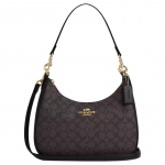 COACH Teri Signature 29 Logoga T&otilde;mblukuga Suletav Kaetud L&otilde;uendist Crossbody &Otilde;lakott Suur Naiste Must must