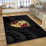 Autos&uuml;mbol P-Porsche 3D-prinditud vaip elutuppa, magamistuppa, kodu kaunistuseks, libisemiskindel p&otilde;randamatt diivani ette, uksematt, kingitus, laste m&auml;ng 60x90cm( 23x35in ) brown