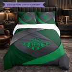 Real Betis Jalgpall 3-osaline Voodipesukomplekt Pehme Tekikott Komplekt Padjap&uuml;&uuml;ridega Tr&uuml;kitud Magamistoa Dekoorikomplekt Koju 180cm*210cm
