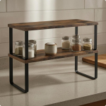 2 tk kahetasandiline lauapealne hoiuriiul Ristk&uuml;likukujuline 2-tasandiline lauaalus T&ouml;&ouml;tasapind Bambus Valge 4020cm Brown Black 40-20cm 2-piece brown