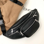 Unisex Pehmest PU-nahast k&auml;ekott Pure Crossbody T&otilde;mblukuga rinnakoti tasku 14cm*34cm*5cm must
