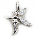 Altesse [N0657] - Pendentif Argent 'F&eacute;e Clochette' blanc h&otilde;be