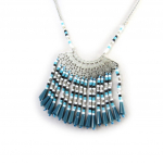 Les Tr&eacute;sors De Lily [N3108] - Collier 'Navajos' bleu turquoise argent&eacute; sinine