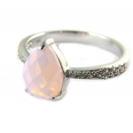 Bague Argent 'Princesse Opale' rose opalescent blanc argent&eacute; (rhodi&eacute;) 54 h&otilde;be