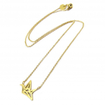 7bis [P3875] - K&auml;sit&ouml;&ouml;na valmistatud terasest kaelakee 'Origami' (lind) kullast - 15x14 mm kuld