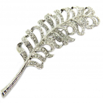 Les Tr&eacute;sors De Lily [P8464] - Broche Cr&eacute;ateur 'Sissi' blanc argent&eacute; (plume de paon) - 95x30 mm valge