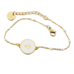 Les Tr&eacute;sors De Lily [R0092] - Bracelet cr&eacute;ateur Acier 'Ancre Marine' blanc dor&eacute; - 13 mm valge