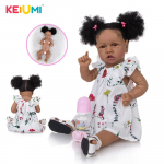 K&auml;sitsi valmistatud Reborn Baby Dolls 57cm Silikoonist Full Body Must Nahk Fashion Fiber Juuksed Reborn Girl Doll Lastep&auml;eva Kingitused Elutruud 57cm