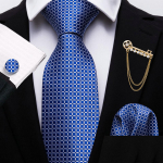 Barry.Wang lips prossidega meestele Triibuline ruuduline kaelaside Hanky ​​mansetin&ouml;&ouml;pide komplekt Pulmakujundaja pidulik N-1641