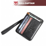 BULLCAPTAIN ehtsast nahast &auml;rikrediitkaardihoidja Mini RFID-kaardi kaitse Unisex ID-hoidikud KAARDID RANDMEGA RAHAKOHT must