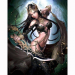 5D DIY teemantmaal Anime Game Girl Tikand Ristpistes Rhinestone'i mosaiikmaal Full Round 20x30CM