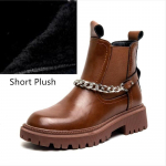 Naiste saapad ehtsast nahast suure suurusega karusnahk, mis sobib kevadeks, s&uuml;giseks ja talveks Naiste poolsaapad Moodsad Briti stiilis naiste Chelsea saapad 41