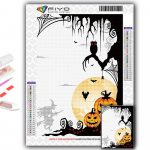 5D DIY teemanttikandid Halloweeni k&otilde;rvitsa ja n&otilde;ialossi teemantmaaling mosaiik kodukaunistus Full Round 20X30CM