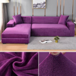 Sametine diivani kate Elastne paks L-kujuline nurgadiivani kate elutuppa 1/2/3/4 istekohaga veniv kate diivandiivani tugitoolile 2 Seater 140-185cm lilla